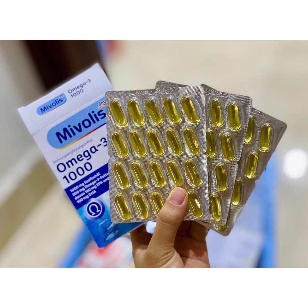 Dầu cá MIVOLIS OMEGA3 1000mg mắt sáng khỏe, đẹp da, tăng cường trí nhớ, hộp 60 viên, nội địa Đức