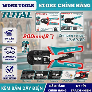 Kềm bấm đầu cos dây điện TOTAL THCPG2510, TMPCN5468R, TMPC4468P DNTT