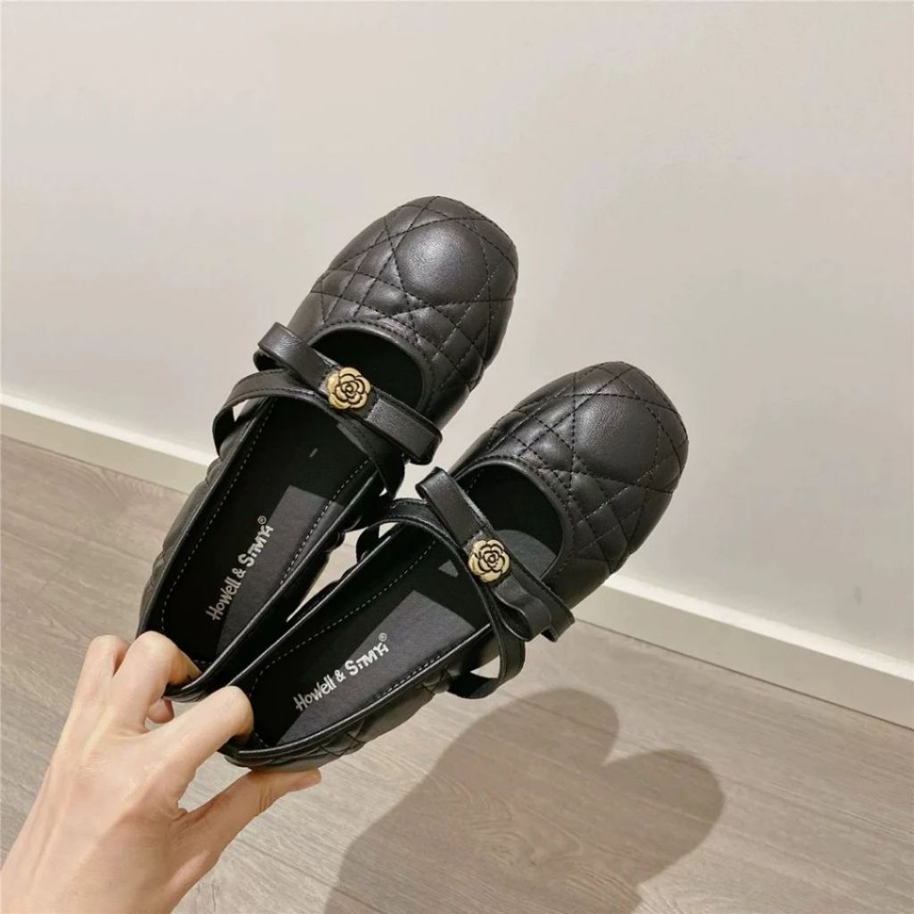 Giày Lolita, Giày Búp Bê Lolita Quai Đính Hoa Hai Màu Đen Trắng N64 || Anshoes Dynasty