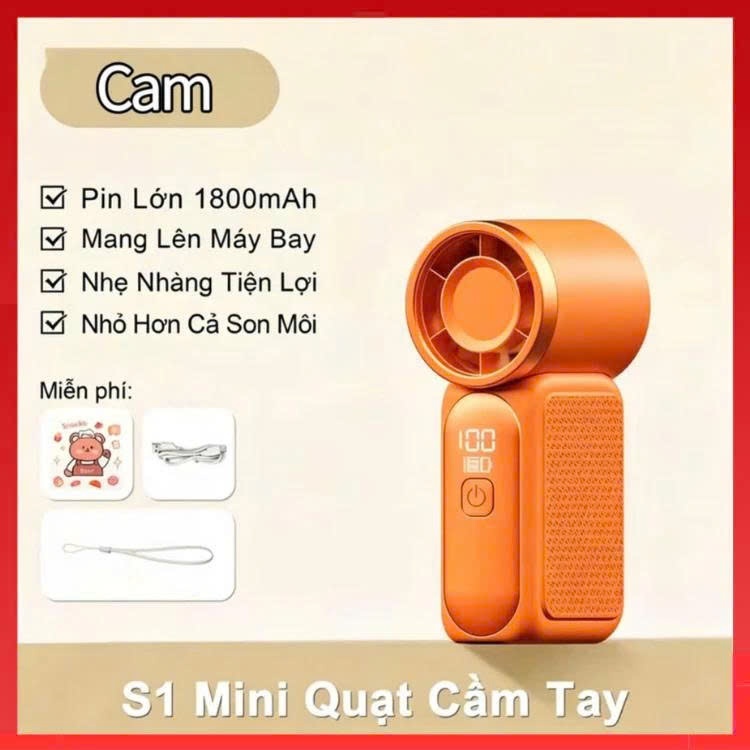 Quạt Cầm Tay Mini X688 100 Cấp Độ Gió Pin 1800mAh – dùng ổn định, sạc nhanh Type-C Quạt Tích Điện Mini Nhỏ Gọn Tiện Lợi_