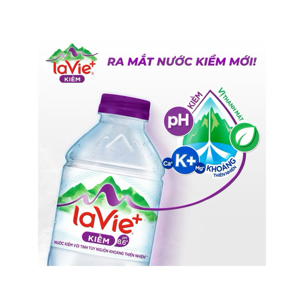 {Chính hãng} Nước khoáng Thiên nhiên La Vie+ Kiềm 500ml (Thùng 24 chai)
