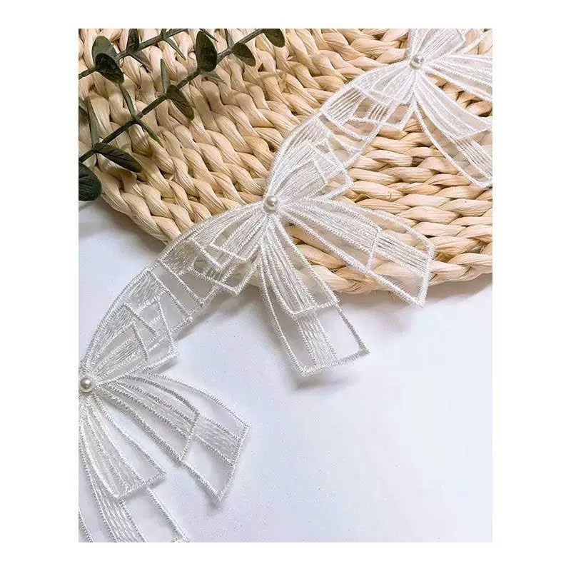 Nơ Ren Trắng Tiểu Thư Hàn Quốc – Kẹp Nơ Vintage Dịu Dàng