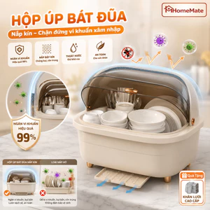 Tủ Úp Chén Bát HomeMate Có Nắp Đậy Chống Bụi, Hộp Úp Bát Đĩa Thoát Nước Chống Ẩm Mốc Cỡ Lớn