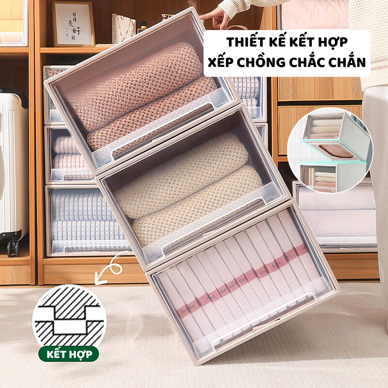 Hộp Ngăn Kéo Trong Enoda Home Đựng Quần Áo, Tất Vớ Có Thể Xếp Nhiều Tầng Q006