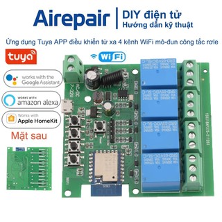 Mô-đun chuyển mạch rơle điều khiển từ xa WIFI 4 kênh Tuya Micro USB 5V/DC7-32V
