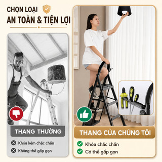 Thang gấp gọn Thang Chữ A Thang Nhôm Gấp Gọn 3-8 Bậc Tải Trọng 500kg Thang kim loại