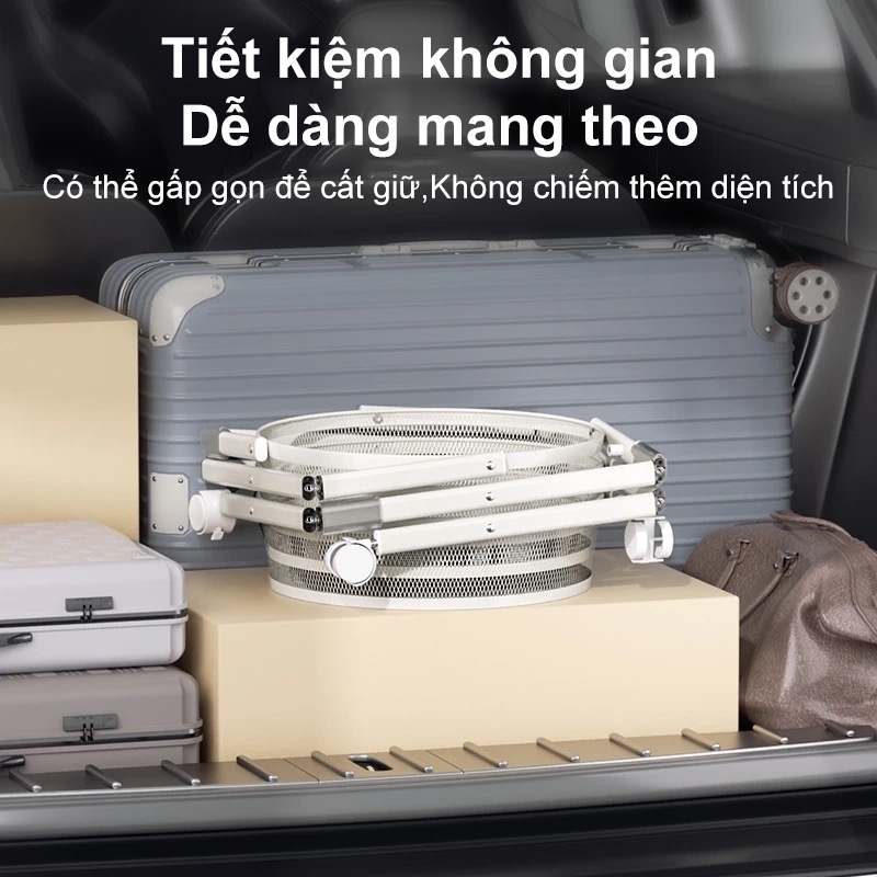 Xe đẩy Spa Xoay 360° Không Cần Lắp Ráp Kệ đựng đồ đa năng Gấp Gọn 1 Giây Thép Carbon