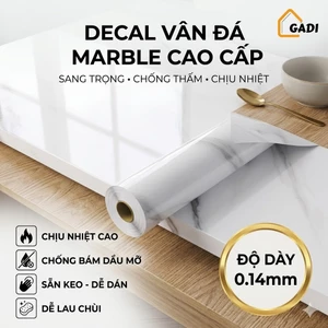 Decal Giấy Dán Bếp Vân Đá Marble Chống Bám Dầu Mỡ, Chịu Nhiệt Tốt Sẵn Keo Dán Siêu Dính, Dễ Lau Chùi