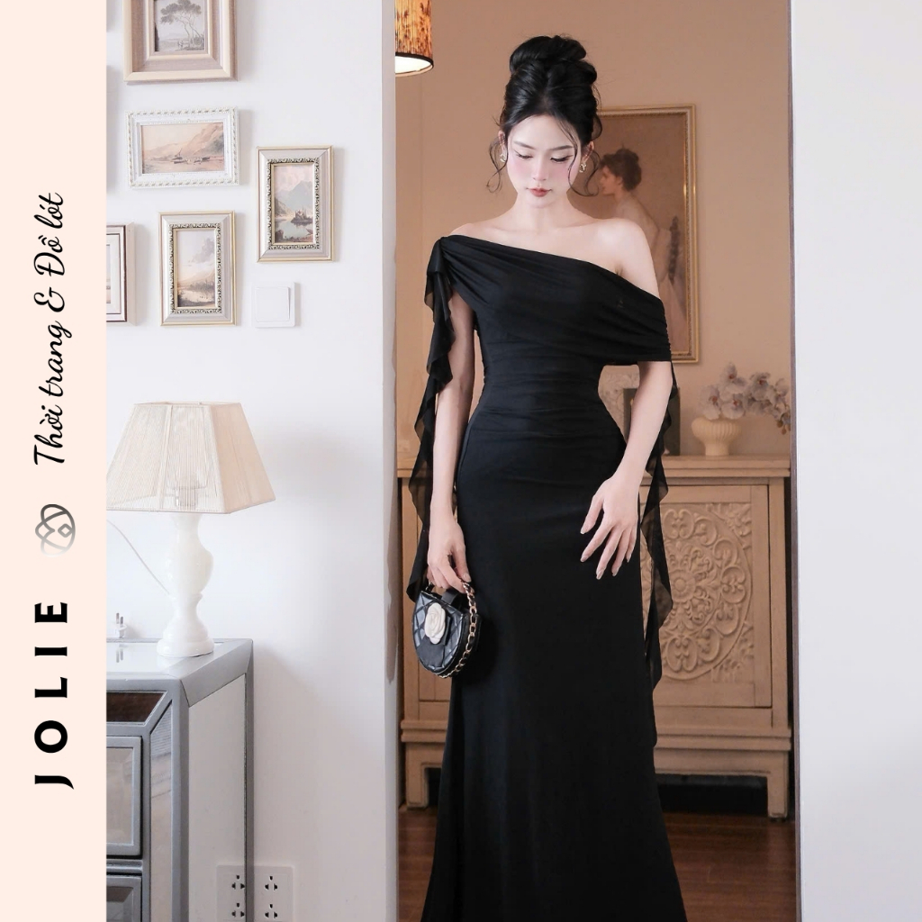 Váy Dạ Hội Trễ Vai Dáng Dài Đính Nơ Cao Cấp JOLIE