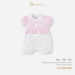 M&B (0-24M) Body đùi cộc tay phối bèo Ong Tím Viscose 4 chiều mềm mịn, thoáng mát cho bé sơ sinh