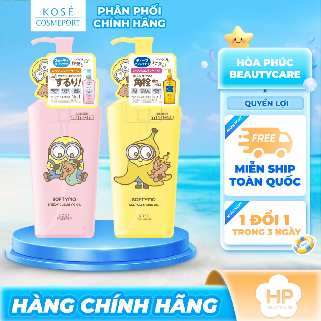 Dầu Tẩy Trang Phiên Bản Giới Hạn Minions Kosé Softymo Cleansing Oil 240mL (2 Loại)