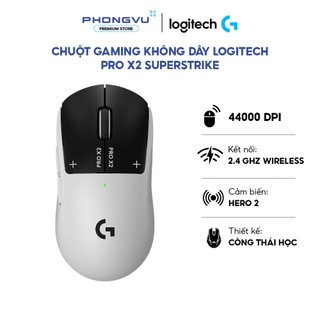 Chuột Gaming không dây Logitech PRO X2 SUPERSTRIKE 910-007778 - 44000 DPI, 5 nút - Bảo hành 24 tháng
