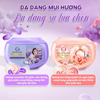 Viên Giặt Xả TOPGIA 3in1 Hương Hoa Hồng Và Lavender Làm Sạch Dịu Nhẹ,Tiện Lợi, Lưu Hương 72H