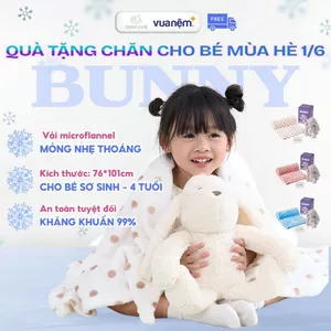 Chăn Hè Cho Bé Vua Nệm Goodnight Bebe Bunny, Mền Lông Mềm Mịn Cho Bé Ngủ Ngon Kèm Thỏ Bông