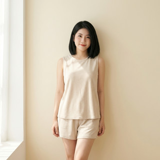 Set Đồ Ngủ Nữ Form Rộng Lụa Cước Ánh Kim Cao Cấp Áo Sát Nách Quần Short Siêu Mát [ NP B14]