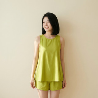 Bộ Pijama Nữ Lụa Cước Ánh Kim Form Suông Rộng Sát Nách Quần Đùi Mặc Nhà Cao Cấp [ NP B14]