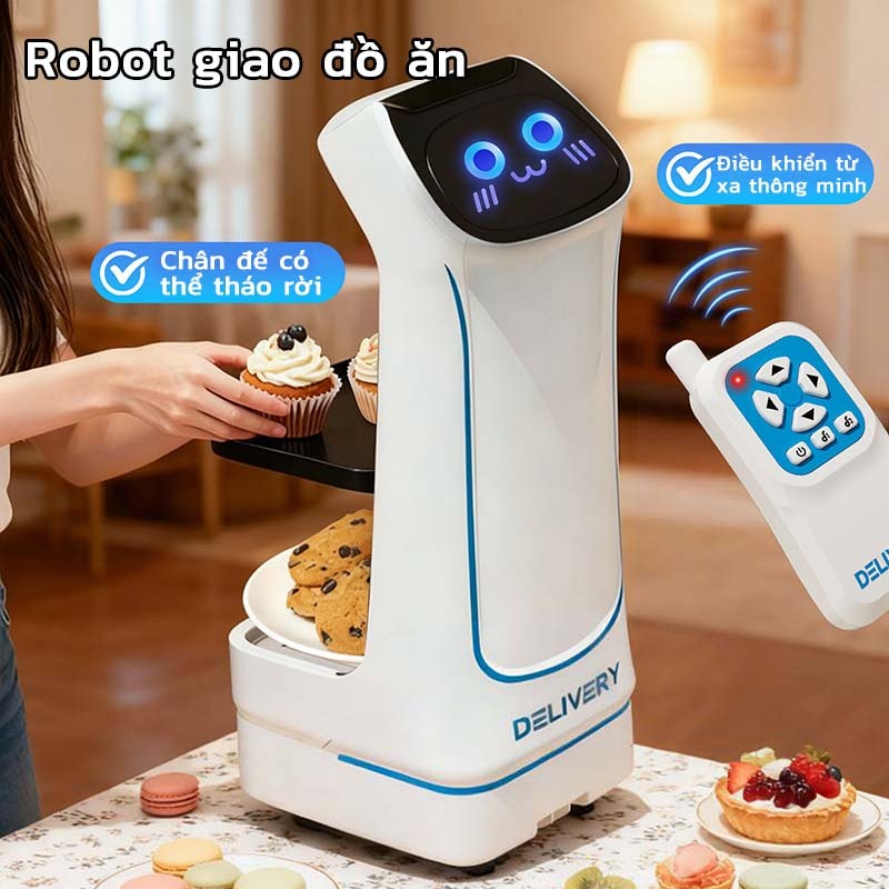 Gia đình cùng nhập vai nhà hàng nhờ đồ chơi mô phỏng giao đồ uống robot giao hàng cho trẻ em chạy pin, không dây, rèn lu