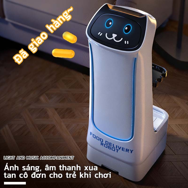 Gia đình cùng nhập vai nhà hàng nhờ đồ chơi mô phỏng giao đồ uống robot giao hàng cho trẻ em chạy pin, không dây, rèn lu