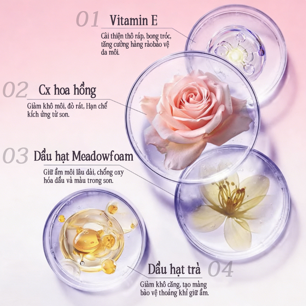 Son môi dưỡng ẩm GECOMO, Son dưỡng môi khóa ẩm, Son đổi màu theo nhiệt độ, Sản phẩm dưỡng môi