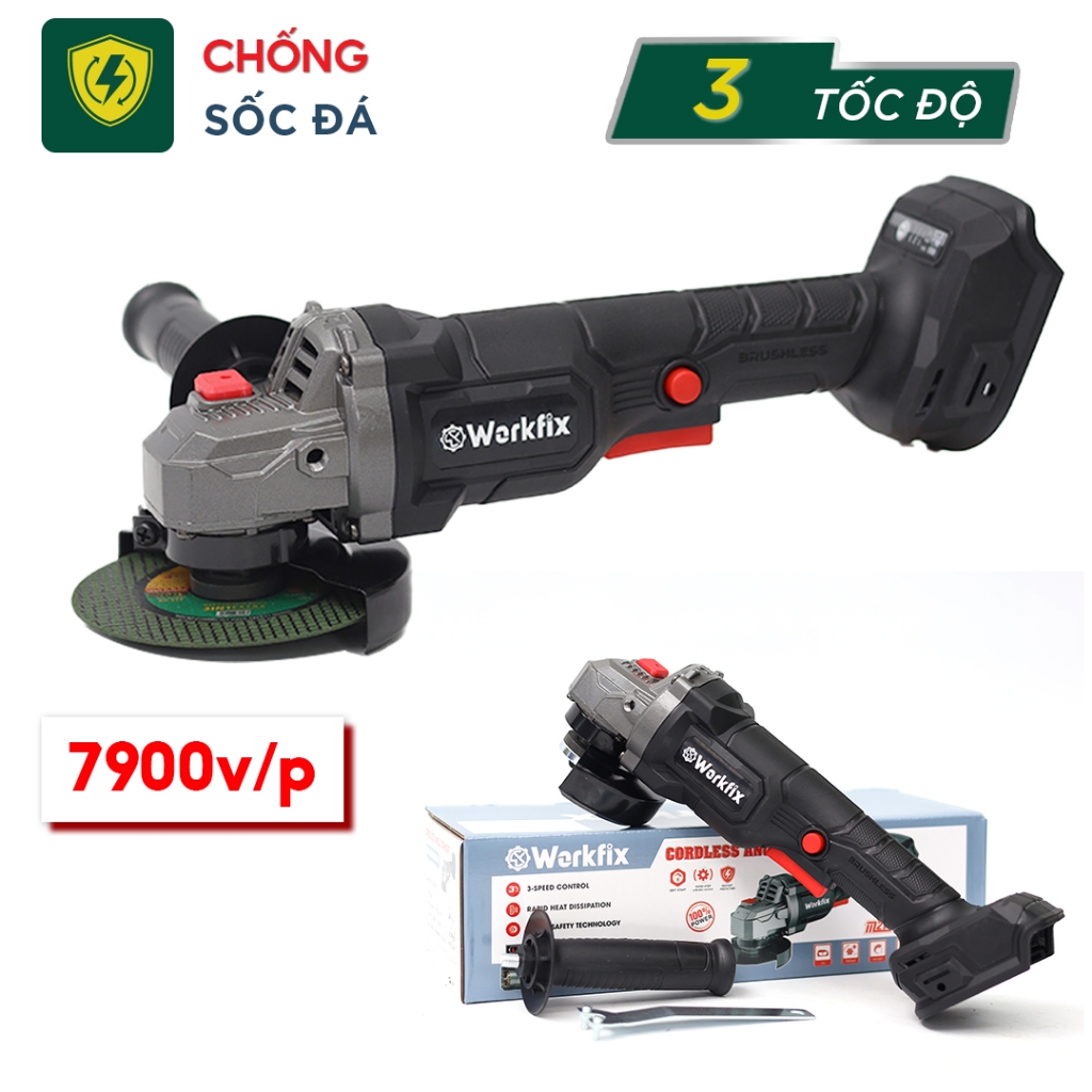 [Combo máy + Pin+ Sạc] Thân Máy Mài WF-AG7600XCP, Workfix Máy Mài Đầu Trục M10 WF-AG7600XCP