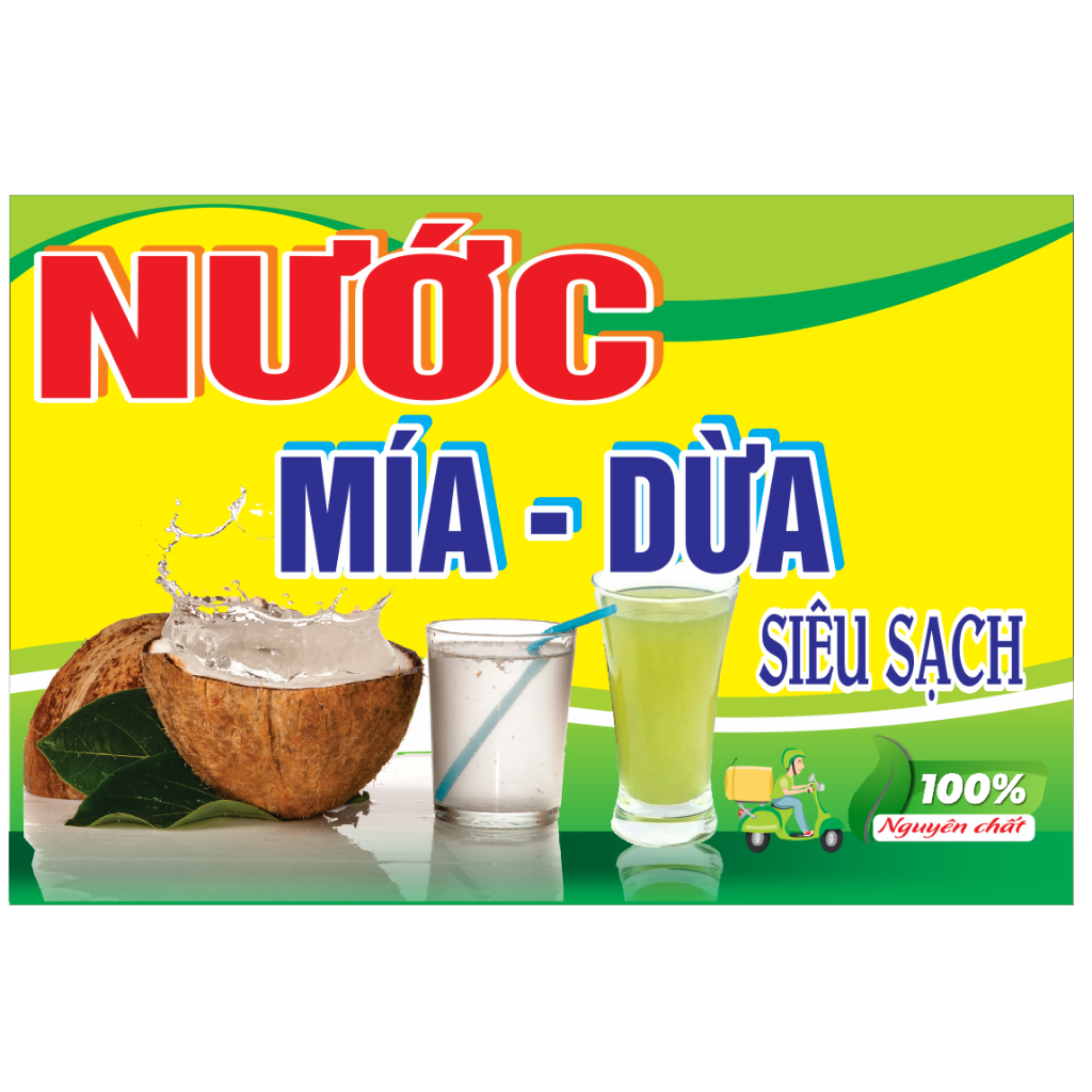 Đề can in nước mía siêu sạch bóc Dán Quầy Nước Mía, Tủ Mía, Máy Ép Mía chống nước nhiều kích thước giá siêu rẻ