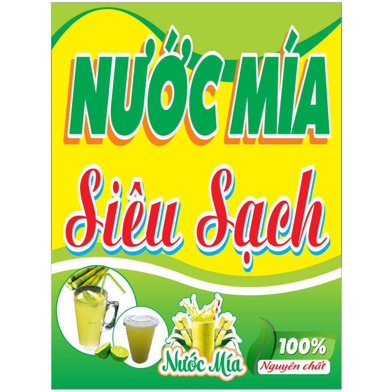 Đề can in nước mía siêu sạch bóc Dán Quầy Nước Mía, Tủ Mía, Máy Ép Mía chống nước nhiều kích thước giá siêu rẻ