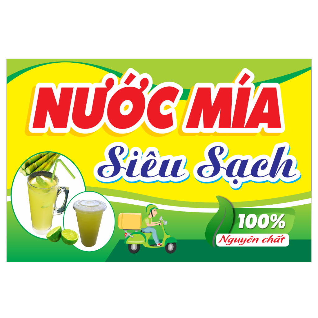 Đề can in nước mía siêu sạch bóc Dán Quầy Nước Mía, Tủ Mía, Máy Ép Mía chống nước nhiều kích thước giá siêu rẻ
