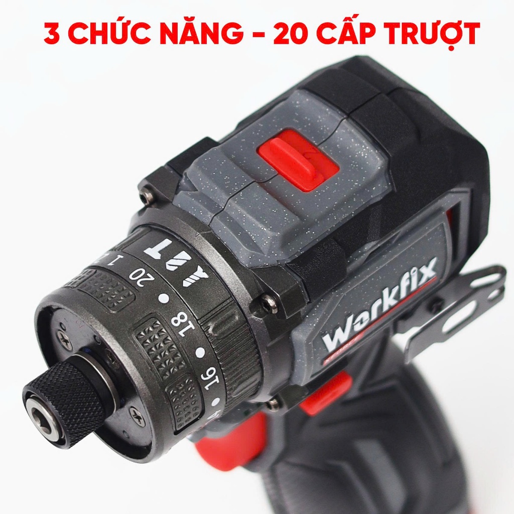 Máy chuyên vít cấp trượt có Búa WORKFIX WF-VT6503PRO, Lực siết 55Nm, Có ngậm vít nhanh - Không than