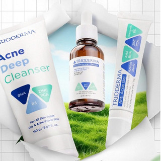 Bộ 3 Trioderma  Hỗ Trợ Giảm Mụn Gel Rửa Mặt 150g + Serum 30ml + Gel mụn 15g Làm Sạch Giảm Mụn