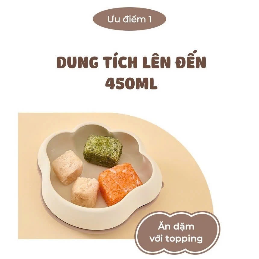 Bát Ăn Dặm Platinum Silicone Firgi Hàn Quốc Hình Mèo Có Đế Hít Cho Bé Tập Ăn Dặm Kèm Nắp Đậy 450ml