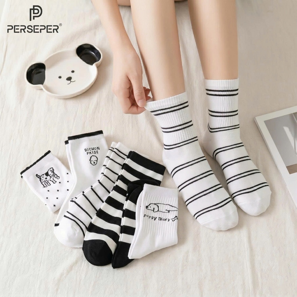 Tất vớ nam nữ cổ trung phong cacha Hàn Quốc thời trang, chất liệu mềm mịn thoáng khí - Ekiu Shop