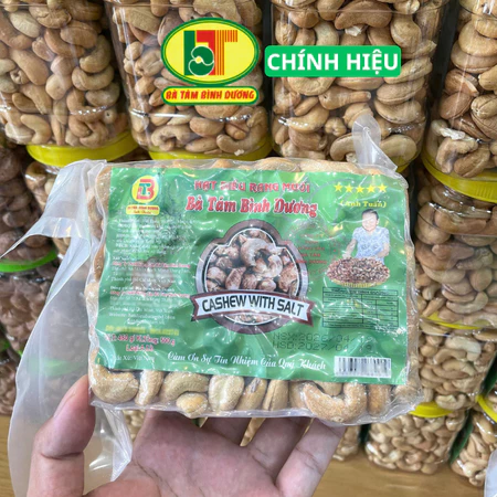 Hạt điều rang muối tách vỏ, Điều Bà Tám - Hạt dinh dưỡng cho xuất khẩu A CỒ túi hút chân không 500gr