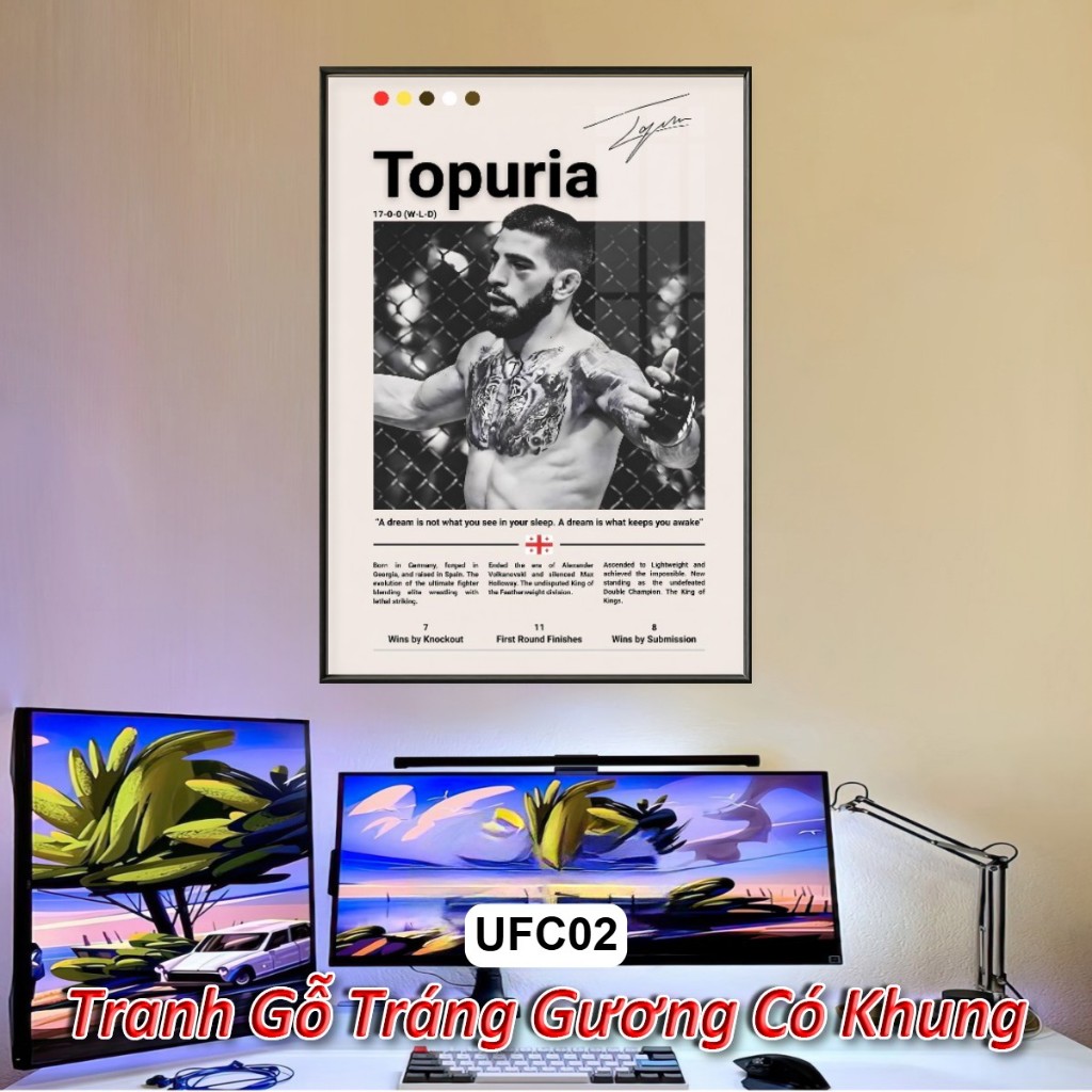 Tranh Poster Các Võ Sĩ UFC MMA Tráng Gương Khung Composite Cao Cấp Decor treo tường, trang trí