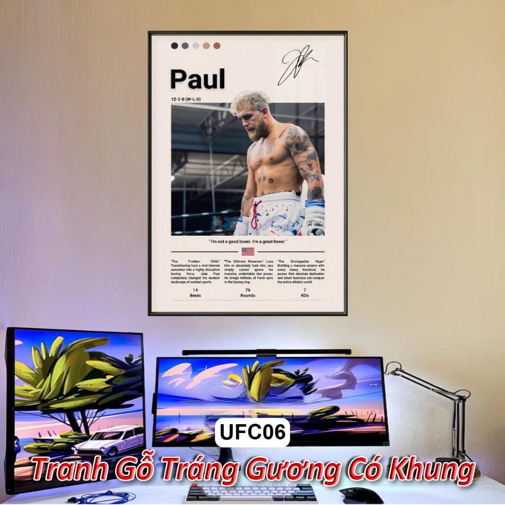 Tranh Poster Các Võ Sĩ UFC MMA Tráng Gương Khung Composite Cao Cấp Decor treo tường, trang trí
