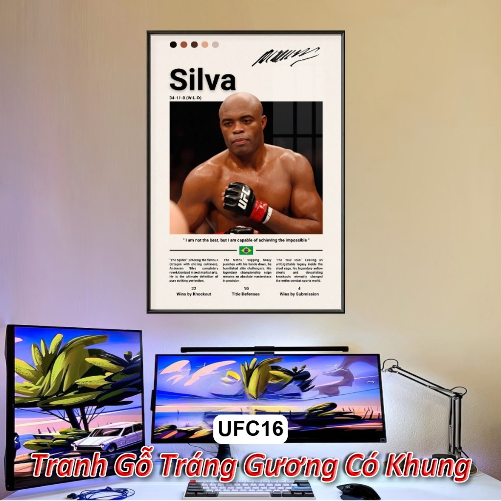 Tranh Poster Các Võ Sĩ UFC MMA Tráng Gương Khung Composite Cao Cấp Decor treo tường, trang trí