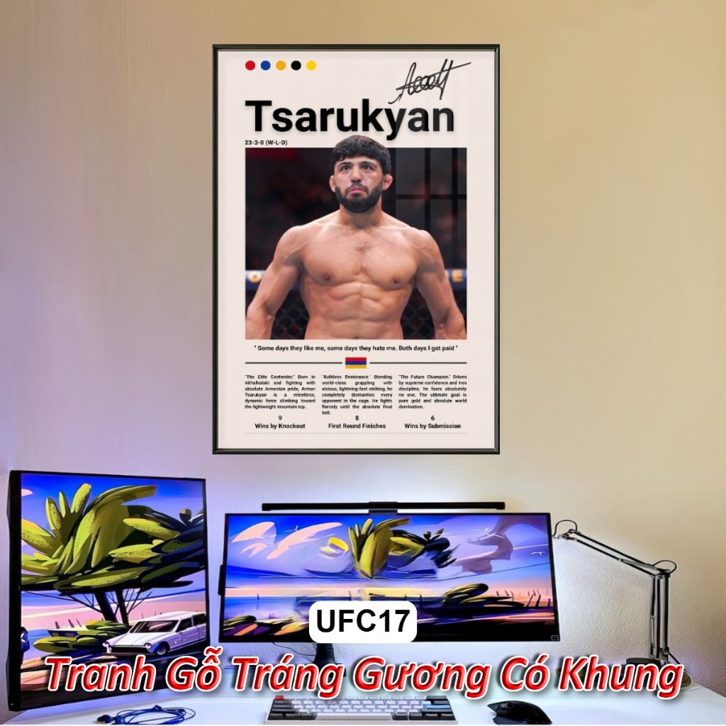 Tranh Poster Các Võ Sĩ UFC MMA Tráng Gương Khung Composite Cao Cấp Decor treo tường, trang trí