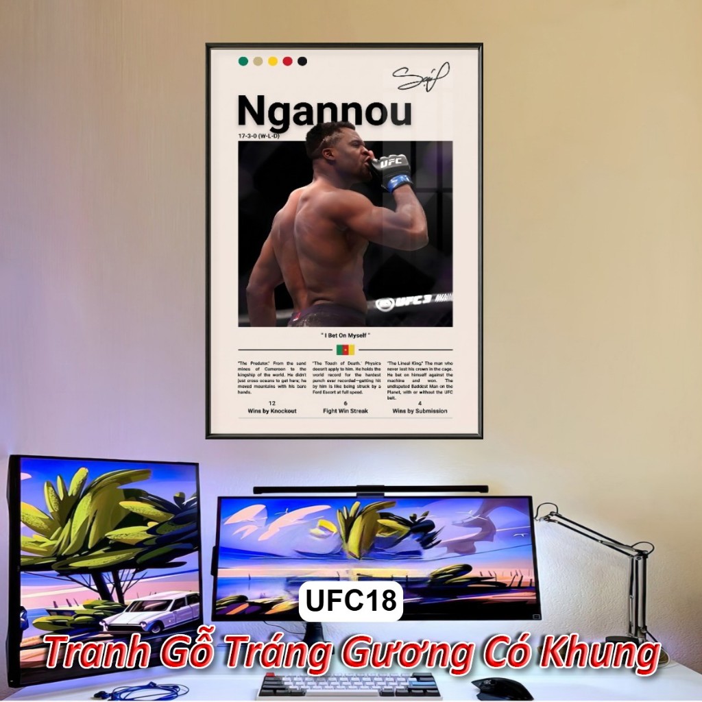 Tranh Poster Các Võ Sĩ UFC MMA Tráng Gương Khung Composite Cao Cấp Decor treo tường, trang trí