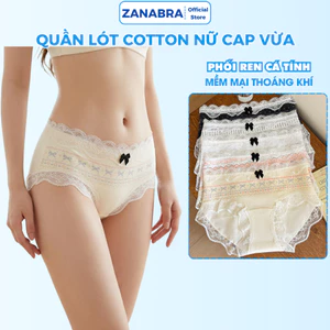Quần Lót Nữ, Quần Chip Nữ cotton viền phối ren cap vừa form ôm dáng đáy kháng khuẩn ZANABRA L6011
