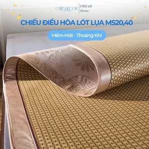 Chiếu Điều Hòa Sợi Mây Lót Lụa CHIP DECOR Hàng Cao Cấp Có Chun Cài Góc Tiện Lợi MS20,40