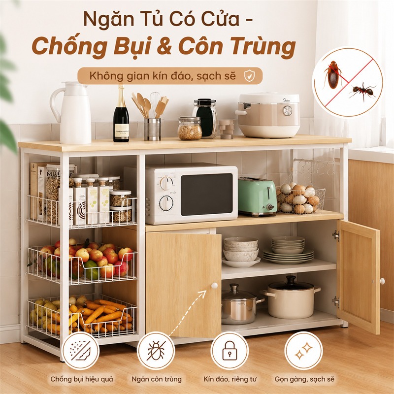 Kệ đựng đồ nhà bếp đa năng khung thép carbon Bàn làm việc nhà bếp chất lượng Kệ để đồ nhà bếp chắc chắn