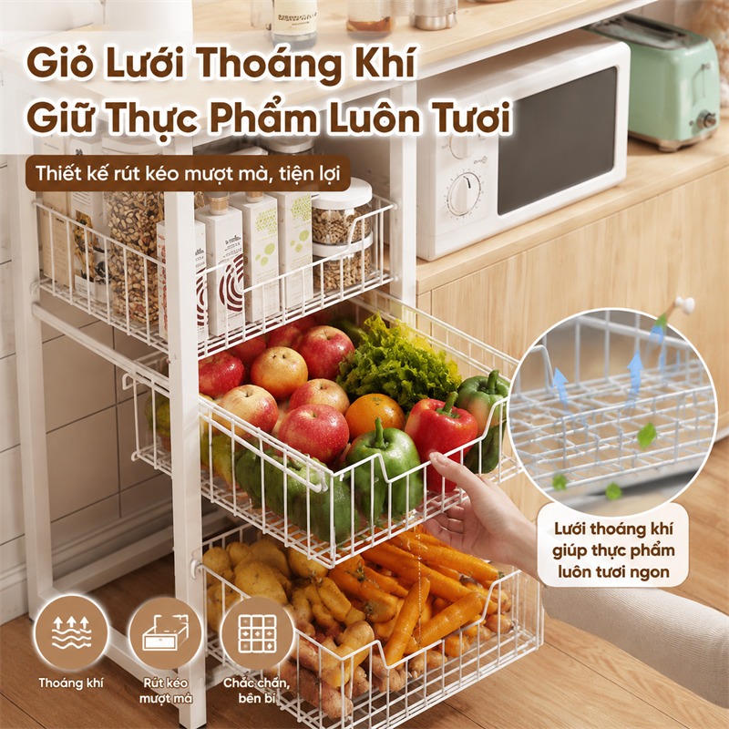 Kệ đựng đồ nhà bếp đa năng khung thép carbon Bàn làm việc nhà bếp chất lượng Kệ để đồ nhà bếp chắc chắn