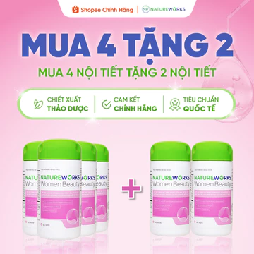 [MUA 4 TẶNG 2] Viên Uống Nội Tiết Women Beauty Natureworks Hỗ Trợ Suy Giảm Nội Tiết Tố, Lọ 45 Viên