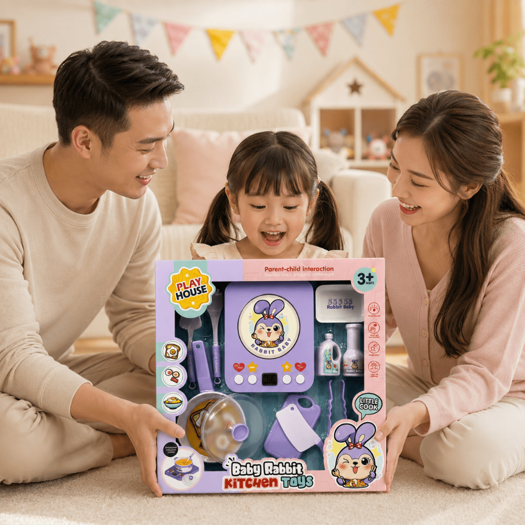 Bộ Đồ Chơi Nhà Bếp Baby Rabbit Kitchen Toys Cho Bé, Đồ Chơi Bếp Mini, Đồ Chơi Nấu Ăn Cho Bé