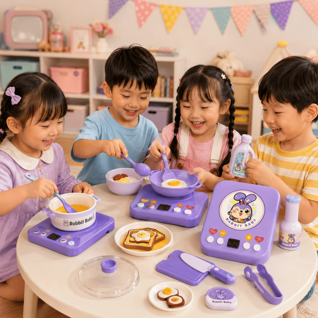 Bộ Đồ Chơi Nhà Bếp Baby Rabbit Kitchen Toys Cho Bé, Đồ Chơi Bếp Mini, Đồ Chơi Nấu Ăn Cho Bé