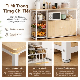 BMZAR Kệ Để Lò Vi Sóng 4 tầng chất lượng cao Kệ để đồ nhà bếp Mang theo bốn giỏ Tủ Bếp Đa năng Có thể tải 500kg