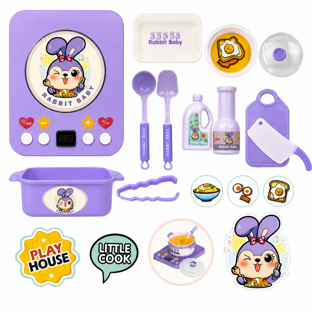 Bộ Đồ Chơi Nhà Bếp Baby Rabbit Kitchen Toys Cho Bé, Đồ Chơi Bếp Mini, Đồ Chơi Nấu Ăn Cho Bé