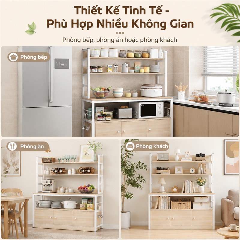 Tủ bếp đa năng Chịu tải 300kg Kệ bếp đa năng Lớp phủ dày 1.2cm Cao Cấp Kệ để đồ nhà bếp Bền bỉ và đẹp