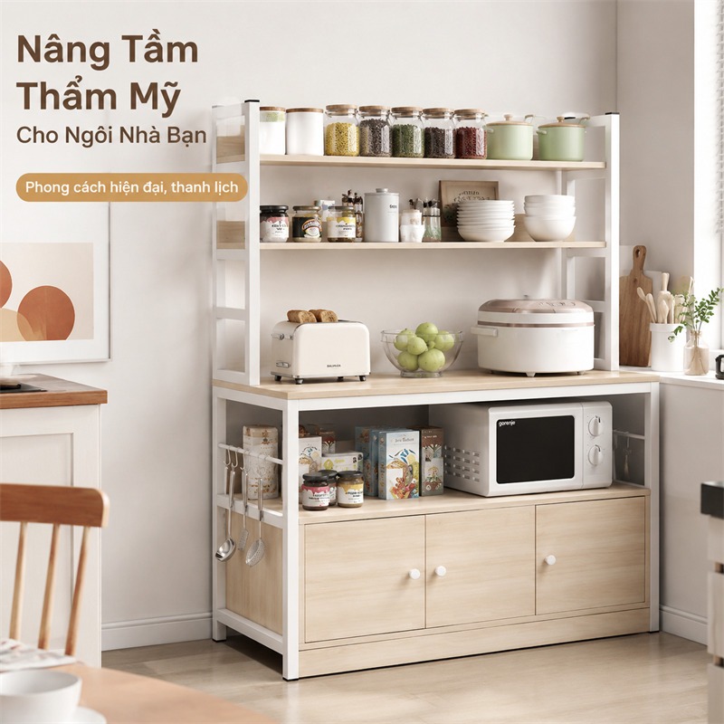 Tủ bếp đa năng Chịu tải 300kg Kệ bếp đa năng Lớp phủ dày 1.2cm Cao Cấp Kệ để đồ nhà bếp Bền bỉ và đẹp