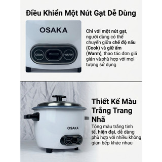 Nồi Cơm Điện Mini OSAKA RC-121 1.0L – Lòng Nồi Chống Dính, Nhỏ Gọn Tiện Dụng