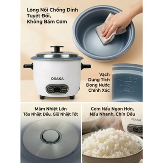 Nồi Cơm Điện Mini OSAKA RC-121 1.0L – Lòng Nồi Chống Dính, Nhỏ Gọn Tiện Dụng